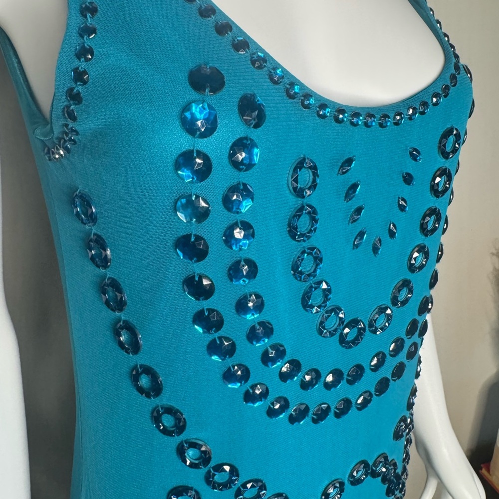 BCBG Teal Embellished Tank Top